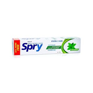 spry xylitol toothpaste, fluoride-free, natural spearmint, anti-plaque and tartar control, 5 oz (3 pack)
