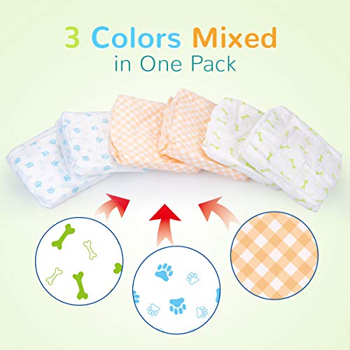 Pet Soft Doggie Diapers - Disposable Dog Diapers for Female in Heat Period or Urine Incontinence, Puppy & Cat Diapers Ultra Absorbent 12pcs XXSmall