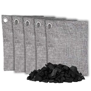 olivia & aiden bamboo charcoal air freshening bags - air freshener large 200g - 5 pack | odor eliminator and moisture absorber | car deodorizer - closet and room air freshener