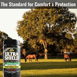 Absorbine UltraShield Equine Fly Mask, UV Protection, Horse Size Without Ears, Has Removable Nose