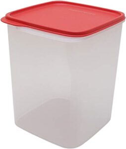 tupperware square smart saver container, 5.4 litres white transparent red lid