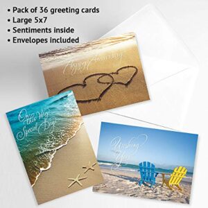 Wedding and Anniversary Greeting Cards Value Pack - Set of 20 (10 designs), Large 5" x 7" Anniversary Cards with Sentiments Inside, White Envelopes