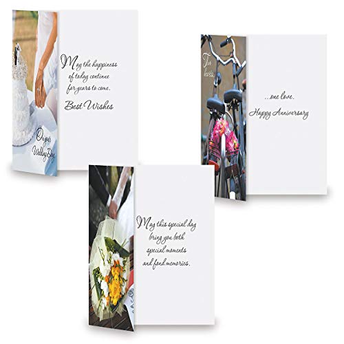 Wedding and Anniversary Greeting Cards Value Pack - Set of 20 (10 designs), Large 5" x 7" Anniversary Cards with Sentiments Inside, White Envelopes