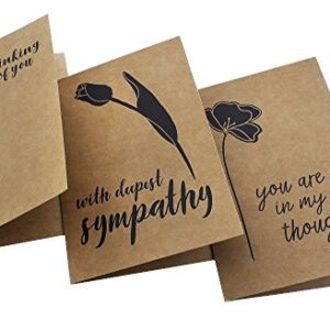 Juvale Kraft Paper Blank Sympathy Cards with Envelopes, 6 Designs (4 x 6 In, 72 Pack)