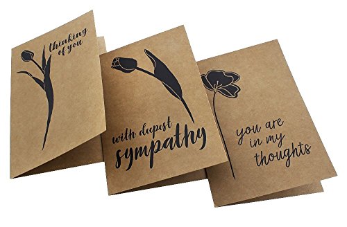 Juvale Kraft Paper Blank Sympathy Cards with Envelopes, 6 Designs (4 x 6 In, 72 Pack)