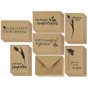 Juvale Kraft Paper Blank Sympathy Cards with Envelopes, 6 Designs (4 x 6 In, 72 Pack)