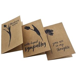 Juvale Kraft Paper Blank Sympathy Cards with Envelopes, 6 Designs (4 x 6 In, 72 Pack)