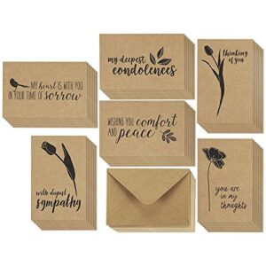 Juvale Kraft Paper Blank Sympathy Cards with Envelopes, 6 Designs (4 x 6 In, 72 Pack)