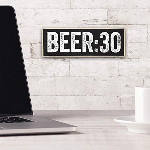 Beer:30 - Wooden Sign - Little Signs with Sayings - Funny Home Decor, Bar Must Haves and Essentials - Great Gift for Family and Friends