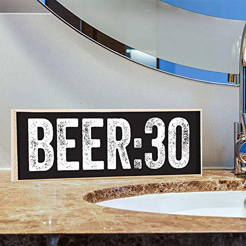 Beer:30 - Wooden Sign - Little Signs with Sayings - Funny Home Decor, Bar Must Haves and Essentials - Great Gift for Family and Friends