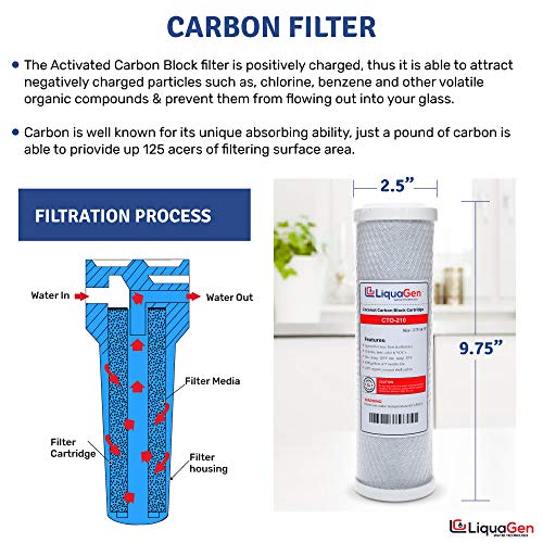 LiquaGen- 5 Stage Reverse Osmosis Deionization (RODI) Complete Replacement Water Filter Kit (75 GPD)| For 0 TDS Water | Reverse Osmosis Water Purifier Set for Aquariums, Fish Tanks, Coral Reefs & More