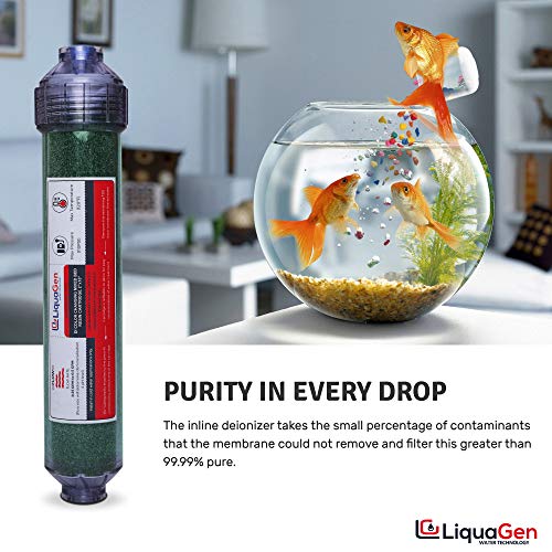 LiquaGen- 5 Stage Reverse Osmosis Deionization (RODI) Complete Replacement Water Filter Kit (75 GPD)| For 0 TDS Water | Reverse Osmosis Water Purifier Set for Aquariums, Fish Tanks, Coral Reefs & More