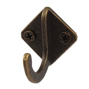 uxcell Vintage Style Square Shape Wall Mounted Towel Scarf Bag Cap Hook Hangers 4 PCS Bronze Tone