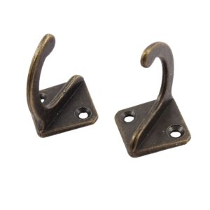 uxcell Vintage Style Square Shape Wall Mounted Towel Scarf Bag Cap Hook Hangers 4 PCS Bronze Tone