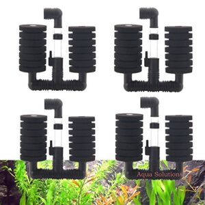 Aquapapa 4X Dual Bio Sponge Filter for Betta Fry Aquarium Fish Tank Up to 30 Gallon ea. (Dual Sponge Filters 4-Pack)