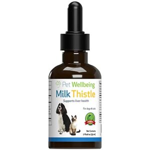 pet wellbeing milk thistle for cats - supports liver health, protects liver - glycerin-based natural herbal supplement - 2 oz (59 ml)