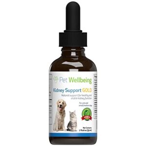 pet wellbeing kidney support gold for cats - vet-formulated - supports healthy kidney function in cats - natural herbal supplement 2 oz (59 ml)