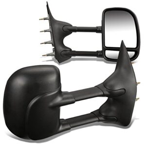 pair of black textured manual telescoping extenable side rear view towing mirrors compatible with ford e-series 03-14