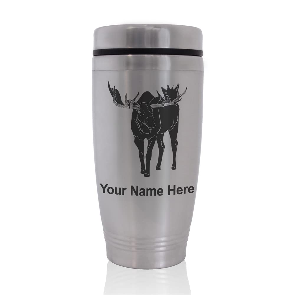 SkunkWerkz Commuter Travel Mug, Moose, Personalized Engraving Included