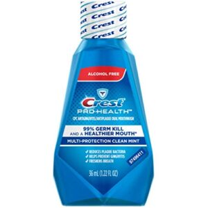crest pro-health mutli-protection oral rinse, clean mint, travel size tsa approved, 1.22 oz (pack of 24)