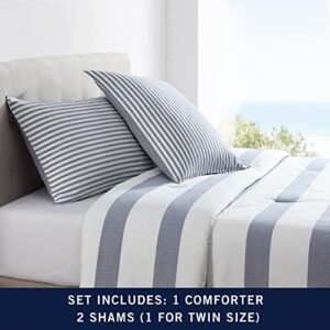 Nautica - Queen Comforter Set, Cotton Reversible Bedding with Matching Shams, Mediterranean Inspired Home Decor for All Seasons (Fairwater Blue, Queen)