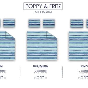 Poppy & Fritz - Queen Comforter Set, Breathable Cotton Bedding with Matching Sham, Medium Weight for All Seasons (Alex Blue, Queen)