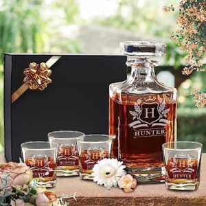 Custom Engraved Groomsmen - Whiskey Decanter Set and 4 Glasses Set - Personalized and Monogrammed with WPS Styles