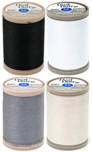 4-pack - coats & clark - dual duty xp heavy weight thread - 4 color value pack - (black+white+slate+natural) 125yds each