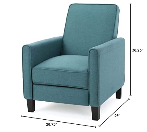 Christopher Knight Home Darvis Fabric Recliner Club Chair, Dark Teal 26.75D x 34W x 36.25H in