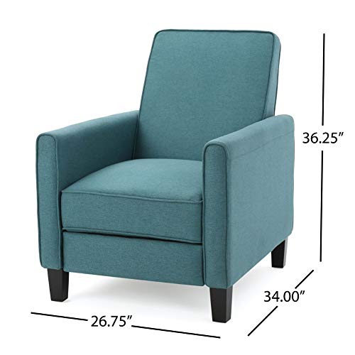 Christopher Knight Home Darvis Fabric Recliner Club Chair, Dark Teal 26.75D x 34W x 36.25H in