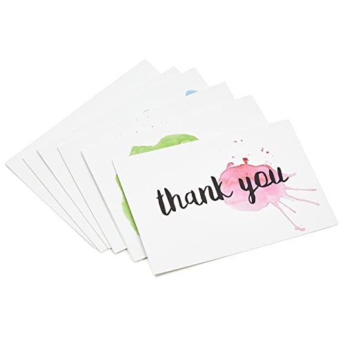 Juvale Blank Thank You Cards with Envelopes, 6 Watercolor Designs (4x6 in, 48 Pack)