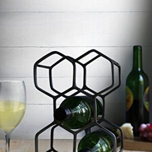 storeindya Wrought Iron Wine Rack Stand Bottle Holder with Natural Powder Coated in Carbon Black Iron Finish Holds up to Five Bottles