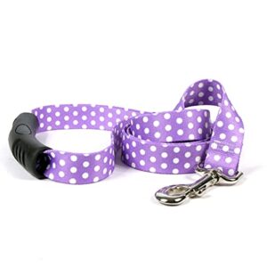 yellow dog design new purple polka dot ez-grip dog leash, small/medium-3/4 wide 5' (60") long