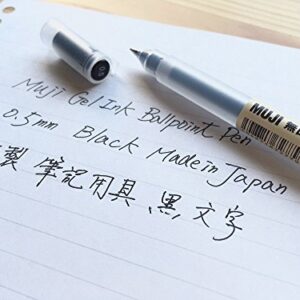 Muji Gel Ink Ballpoint Pen, Black, 0.5mm, 3 Pens (Japan Import)