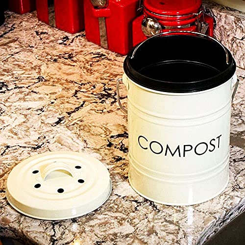 The Relaxed Gardener Kitchen Compost Bin (0.8 Gallon) - Rust Proof and Leak Proof Countertop Compost Bucket with Lid, No Smells Organic Waste Bin for Rustic Country and Farmhouse Style Kitchens