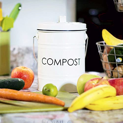 The Relaxed Gardener Kitchen Compost Bin (0.8 Gallon) - Rust Proof and Leak Proof Countertop Compost Bucket with Lid, No Smells Organic Waste Bin for Rustic Country and Farmhouse Style Kitchens