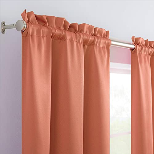 Merryfeel Room Darkening Thermal Rod Pocket Window Curtains 84 Inch Long (2 Panels), Window Drapes for Living Room Bedroom, 30 x 84 Inch,Terracotta,Solid Modern Curtain Panel Pairs