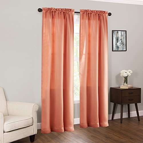 Merryfeel Room Darkening Thermal Rod Pocket Window Curtains 84 Inch Long (2 Panels), Window Drapes for Living Room Bedroom, 30 x 84 Inch,Terracotta,Solid Modern Curtain Panel Pairs