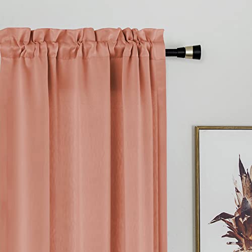 Merryfeel Room Darkening Thermal Rod Pocket Window Curtains 84 Inch Long (2 Panels), Window Drapes for Living Room Bedroom, 30 x 84 Inch,Terracotta,Solid Modern Curtain Panel Pairs