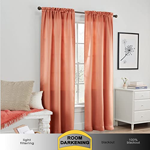 Merryfeel Room Darkening Thermal Rod Pocket Window Curtains 84 Inch Long (2 Panels), Window Drapes for Living Room Bedroom, 30 x 84 Inch,Terracotta,Solid Modern Curtain Panel Pairs