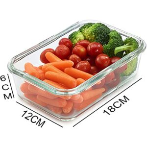 3 Pack Glass Meal Prep Containers for Food Storage and Prep w/Snap Locking Lids Airtight & Leak Proof - Oven, Dishwasher, Microwave, Freezer Safe - Odor and Stain Resistant (6 total pieces)