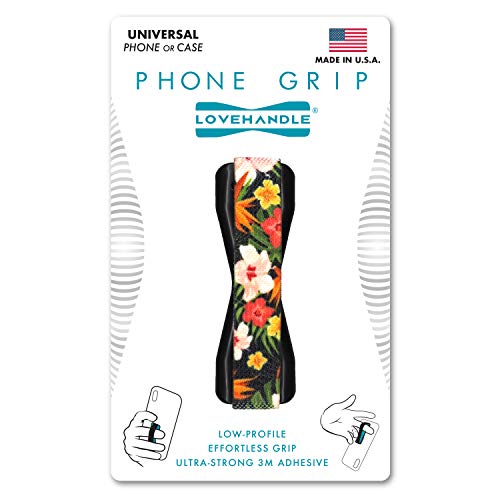 LOVEHANDLE Phone Grip for Most Smartphones and Mini Tablets, Floral Garden Design Colored Elastic Strap with Black Base, LH-01FloralGarden