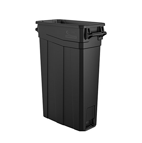 Suncast Commercial TCNH2030BK Narrow Trash Can With Handles, 30.00" Height x 11.08" Width, 23 gal Capacity, Black