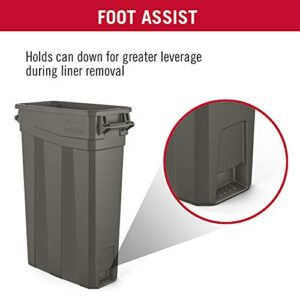 Suncast Commercial TCNH2030BK Narrow Trash Can With Handles, 30.00" Height x 11.08" Width, 23 gal Capacity, Black