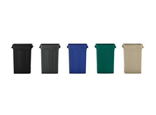 Suncast Commercial TCNH2030BK Narrow Trash Can With Handles, 30.00" Height x 11.08" Width, 23 gal Capacity, Black