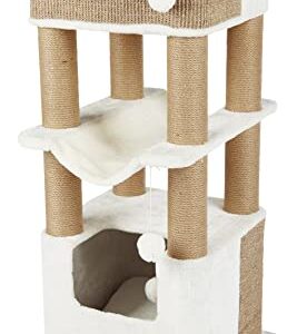 TRIXIE Lucano XXL 43-in Cat Tower, Sisal Scratching Posts, Cat Tree with Plush Condo, Cushions, Dangling Cat Toys, Brown