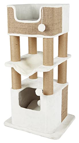 TRIXIE Lucano XXL 43-in Cat Tower, Sisal Scratching Posts, Cat Tree with Plush Condo, Cushions, Dangling Cat Toys, Brown