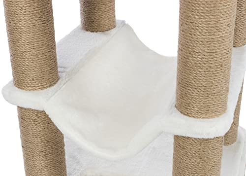 TRIXIE Lucano XXL 43-in Cat Tower, Sisal Scratching Posts, Cat Tree with Plush Condo, Cushions, Dangling Cat Toys, Brown