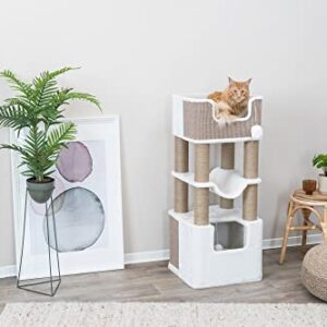 TRIXIE Lucano XXL 43-in Cat Tower, Sisal Scratching Posts, Cat Tree with Plush Condo, Cushions, Dangling Cat Toys, Brown