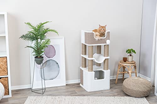 TRIXIE Lucano XXL 43-in Cat Tower, Sisal Scratching Posts, Cat Tree with Plush Condo, Cushions, Dangling Cat Toys, Brown